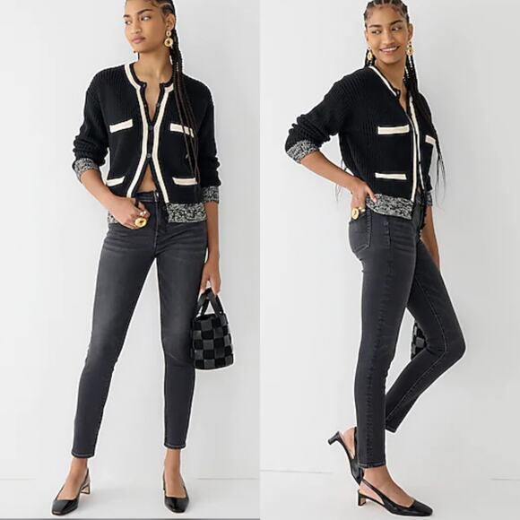 J. Crew Jeans Womens 26 Black 9” Toothpick High Rise Charcoal Wash Stretch - Picture 1 of 10